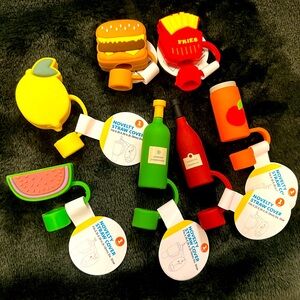 Summertime Fun Silicone Straw Covers Cap Set for Tumblers - 7 PCS